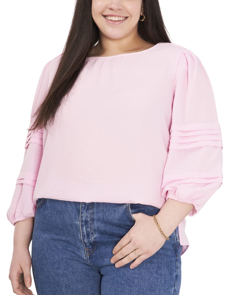Front of plus size Courtney Pleated Sleeve Blouse by Vince Camuto | Dia&Co | dia_product_style_image_id:194668